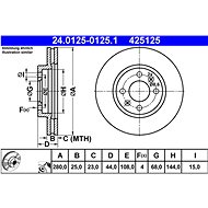 ATE 425125 brake disc 24.0125-0125.1, set of 2 - Brake Disc
