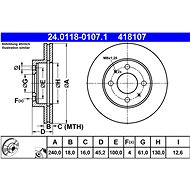 ATE 418107 brake disc 24.0118-0107.1, set of 2 - Brake Disc