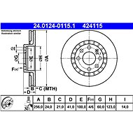 ATE 424115 brake disc 24.0124-0115.1, set of 2 - Brake Disc