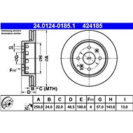 ATE 424185 brake disc 24.0124-0185.1, set of 2 - Brake Disc