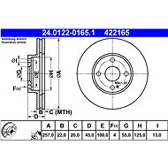ATE 422165 brake disc 24.0122-0165.1, set of 2 - Brake Disc