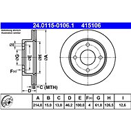 ATE 415106 brake disc 24.0115-0106.1, set of 2 - Brake Disc