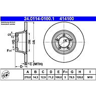 ATE 414100 brake disc 24.0114-0100.1, set of 2 - Brake Disc
