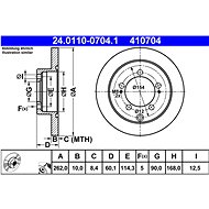 ATE 410704 brake disc 24.0110-0704.1, set of 2 - Brake Disc