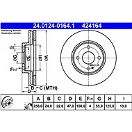 ATE 424164 brake disc 24.0124-0164.1, set of 2 - Brake Disc