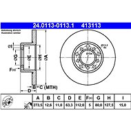 ATE 413113 brake disc 24.0113-0113.1, set of 2 - Brake Disc
