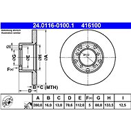 ATE 416100 brake disc 24.0116-0100.1, set of 2 - Brake Disc