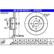 ATE 410215 brake disc 24.0110-0215.1, set of 2 - Brake Disc