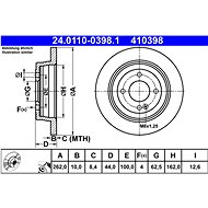ATE 410398 brake disc 24.0110-0398.1, set of 2 - Brake Disc