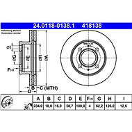 ATE 418138 brake disc 24.0118-0138.1, set of 2 - Brake Disc