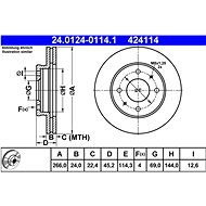 ATE brake disc 24.0124-0114.1, set of 2 - Brake Disc