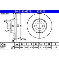 ATE 422277 brake disc 24.0122-0277.1, set of 2 - Brake Disc