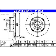 ATE 411151 brake disc 24.0111-0151.1, set of 2 - Brake Disc