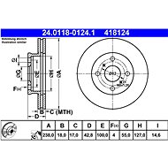 ATE 418124 brake disc 24.0118-0124.1, set of 2 - Brake Disc