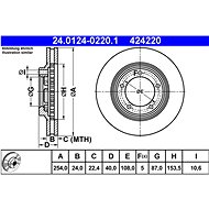 ATE 424220 brake disc 24.0124-0220.1, set of 2 - Brake Disc