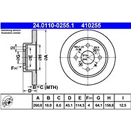 ATE 410255 brake disc 24.0110-0255.1, set of 2 - Brake Disc