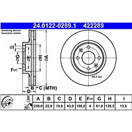 ATE 422289 brake disc 24.0122-0289.1, set of 2 - Brake Disc