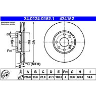 ATE 424152 brake disc 24.0124-0152.1, set of 2 - Brake Disc