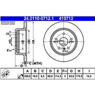 ATE 410712 brake disc 24.0110-0712.1, set of 2 - Brake Disc