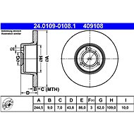 ATE 409108 brake disc 24.0109-0108.1, set of 2 - Brake Disc