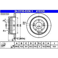 ATE 410336 brake disc 24.0110-0336.1, set of 2 - Brake Disc