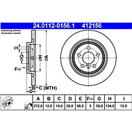 ATE 412156 brake disc 24.0112-0156.1, set of 2 - Brake Disc