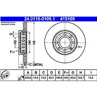 ATE 415109 brake disc 24.0115-0109.1, set of 2 - Brake Disc
