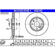 ATE 422142 brake disc 24.0122-0142.1, set of 2 - Brake Disc