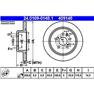 ATE 409148 brake disc 24.0109-0148.1, set of 2 - Brake Disc