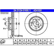 ATE 424105 brake disc 24.0124-0105.1, set of 2 - Brake Disc