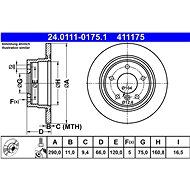 ATE 411175 brake disc 24.0111-0175.1, set of 2 - Brake Disc