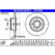 ATE 413179 brake disc 24.0113-0179.1, set of 2 - Brake Disc