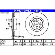 ATE 421103 brake disc 24.0121-0103.1, set of 2 - Brake Disc