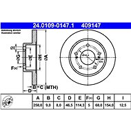 ATE 409147 brake disc 24.0109-0147.1, set of 2 - Brake Disc