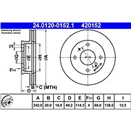 ATE 420152 brake disc 24.0120-0152.1, set of 2 - Brake Disc