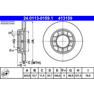 ATE brake disc 24.0113-0159.1, set of 2 - Brake Disc