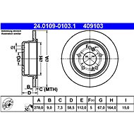 ATE 409103 brake disc 24.0109-0103.1, set of 2 - Brake Disc