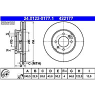 ATE 422177 brake disc 24.0122-0177.1, set of 2 - Brake Disc