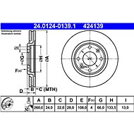 ATE 424139 brake disc 24.0124-0139.1, set of 2 - Brake Disc