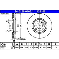 ATE 426106 brake disc 24.0126-0106.1, set of 2 - Brake Disc
