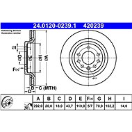 ATE 420239 brake disc 24.0120-0239.1, set of 2 - Brake Disc