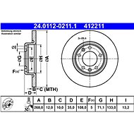 ATE 412211 brake disc 24.0112-0211.1, set of 2 - Brake Disc