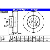 ATE 410291 brake disc 24.0110-0291.1, set of 2 - Brake Disc