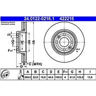 ATE 422216 brake disc 24.0122-0216.1, set of 2 - Brake Disc