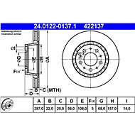 ATE 422137 brake disc 24.0122-0137.1, set of 2 - Brake Disc