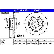 ATE 409128 brake disc 24.0109-0128.1, set of 2 - Brake Disc