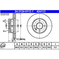 ATE 424113 brake disc 24.0124-0113.1, set of 2 - Brake Disc