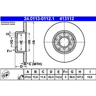 ATE 413112 brake disc 24.0113-0112.1, set of 2 - Brake Disc