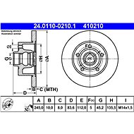 ATE 410210 brake disc 24.0110-0210.1, set of 2 - Brake Disc