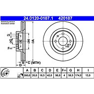 ATE 420187 brake disc 24.0120-0187.1, set of 2 - Brake Disc